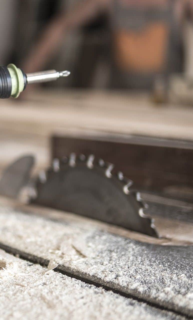 A blurred image of a table saw