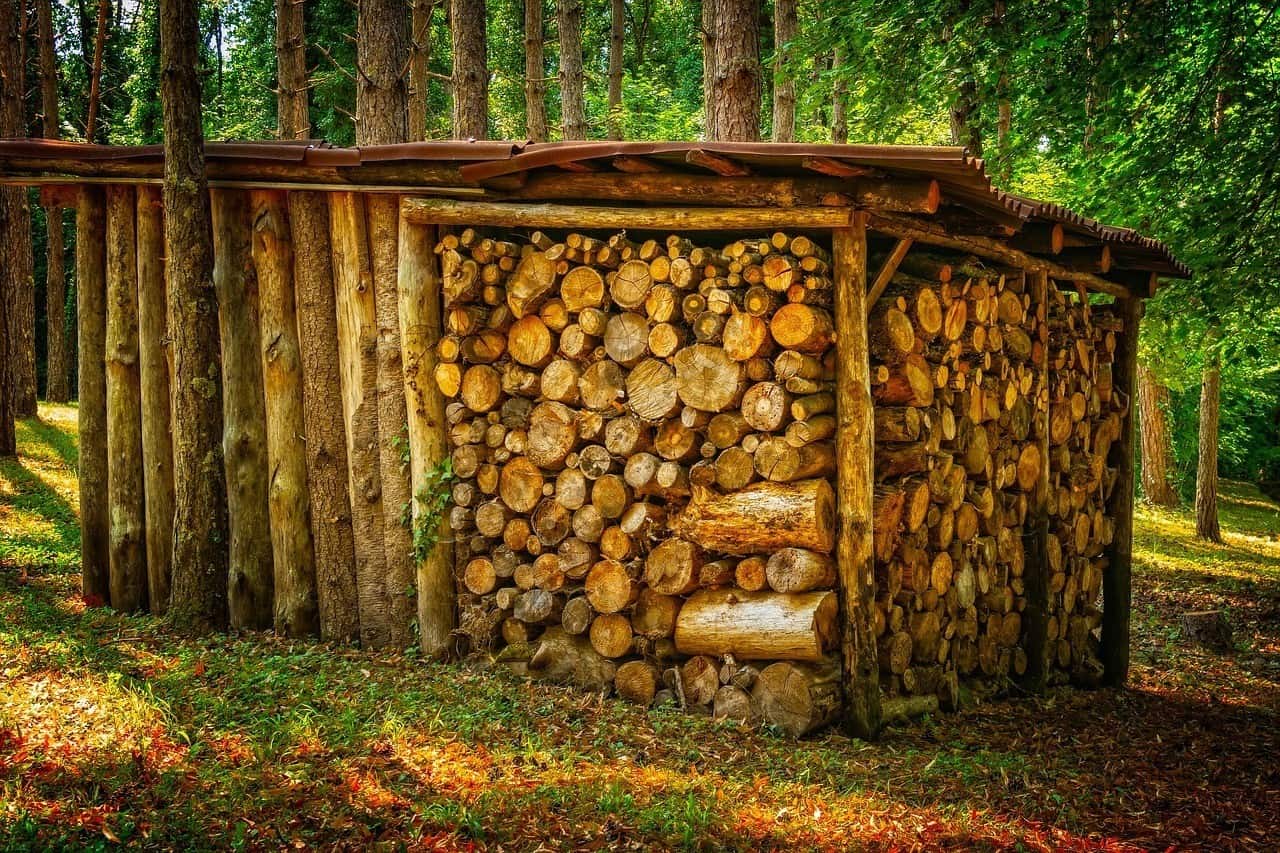 A large DIY storage rack for holding firewood