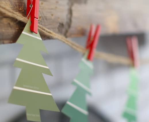 Christmas tree garland out of paint chips