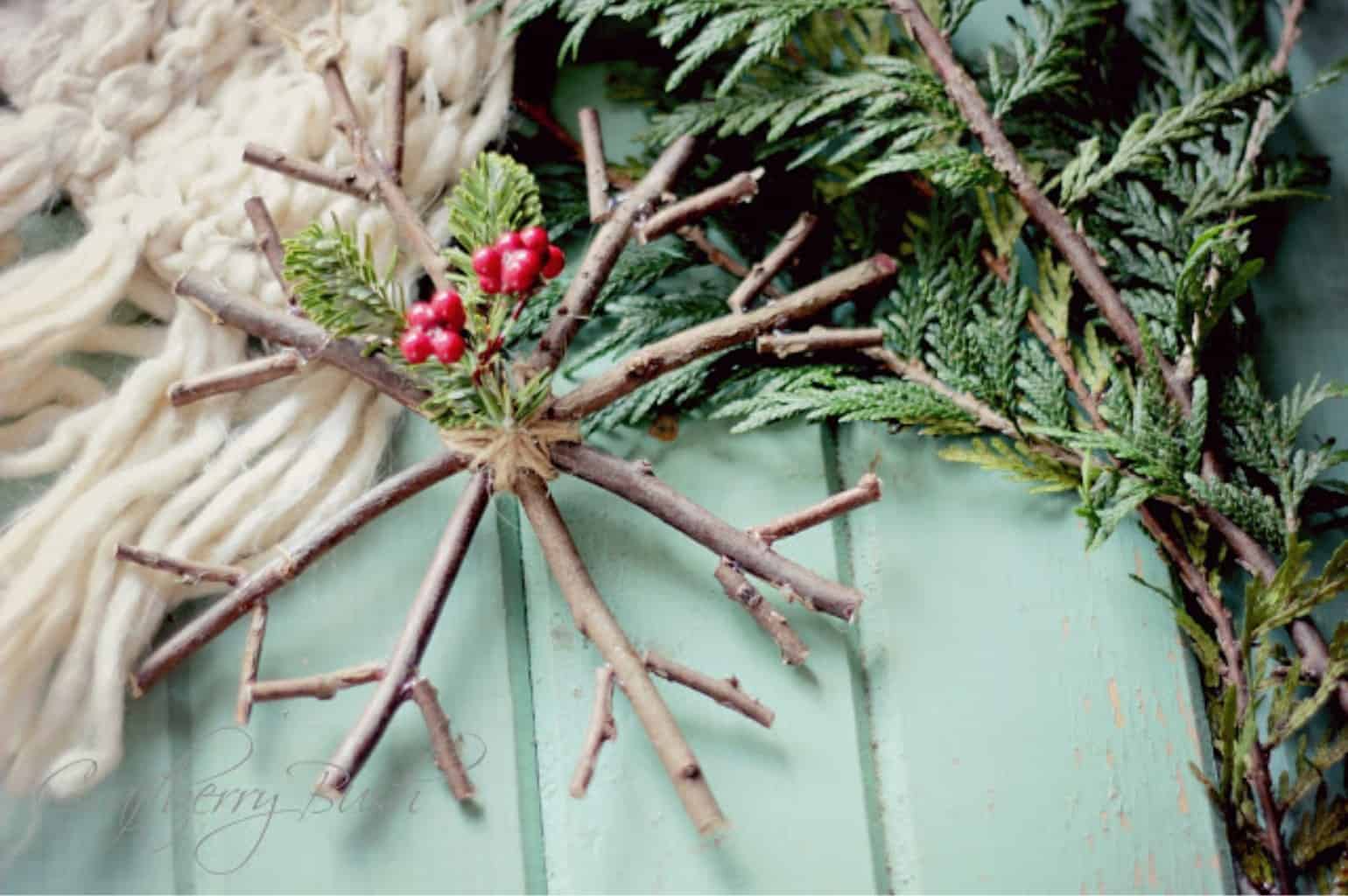 Stick wreath Christmas ornament