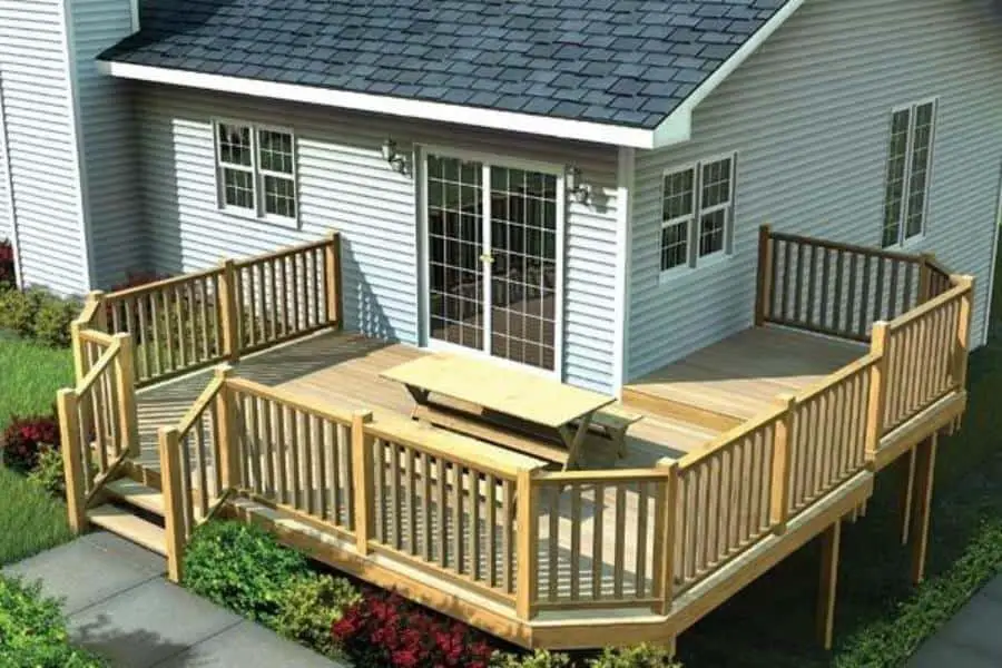 Unstained wood deck