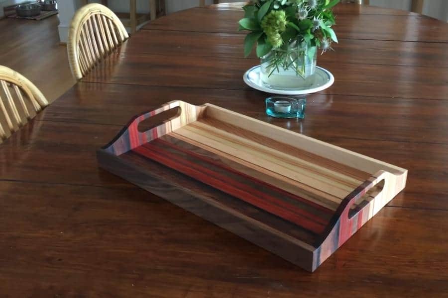 Wood serving tray